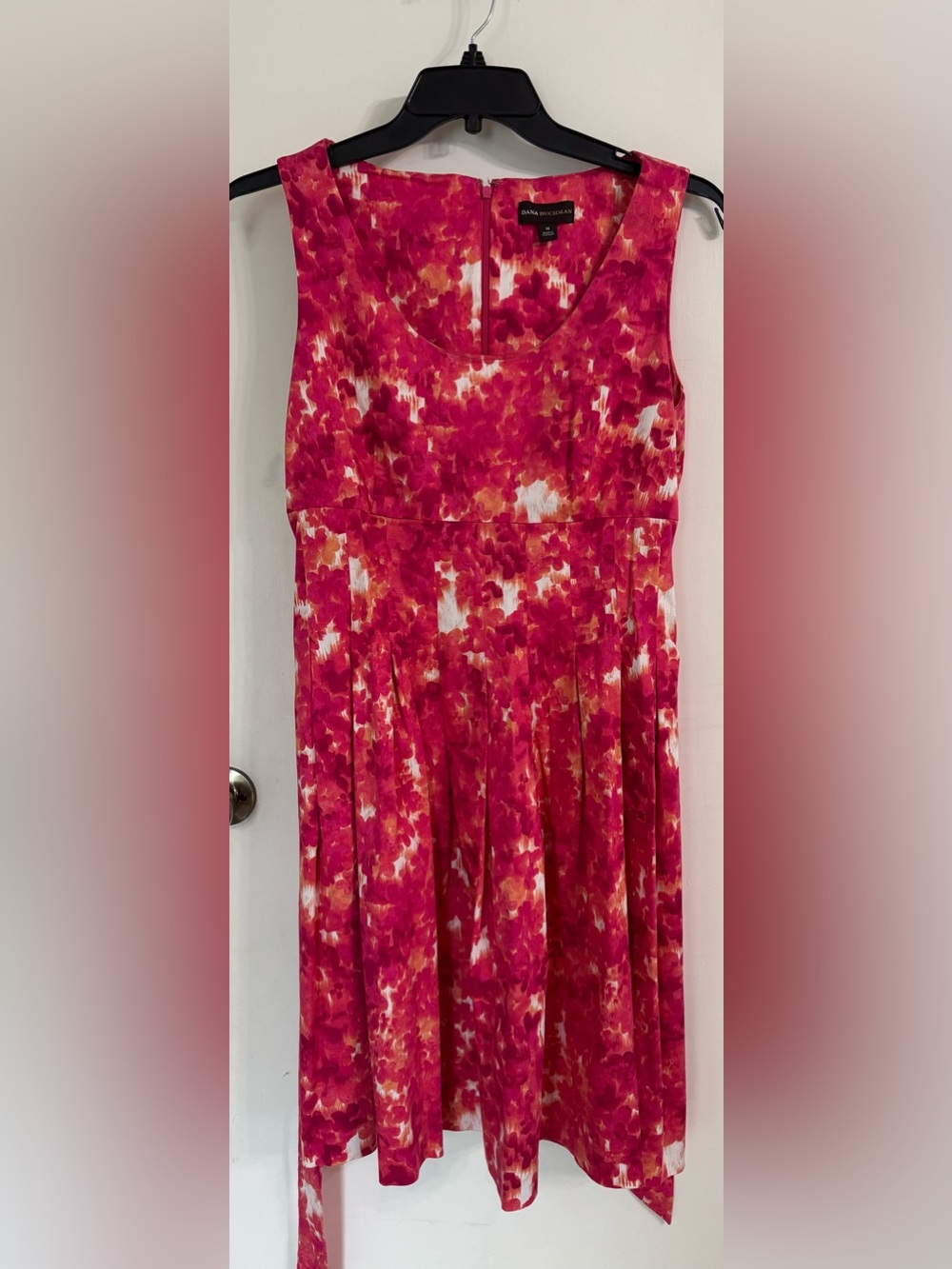 Dana Buchman Pink and White Watercolor Floral Midi Dress